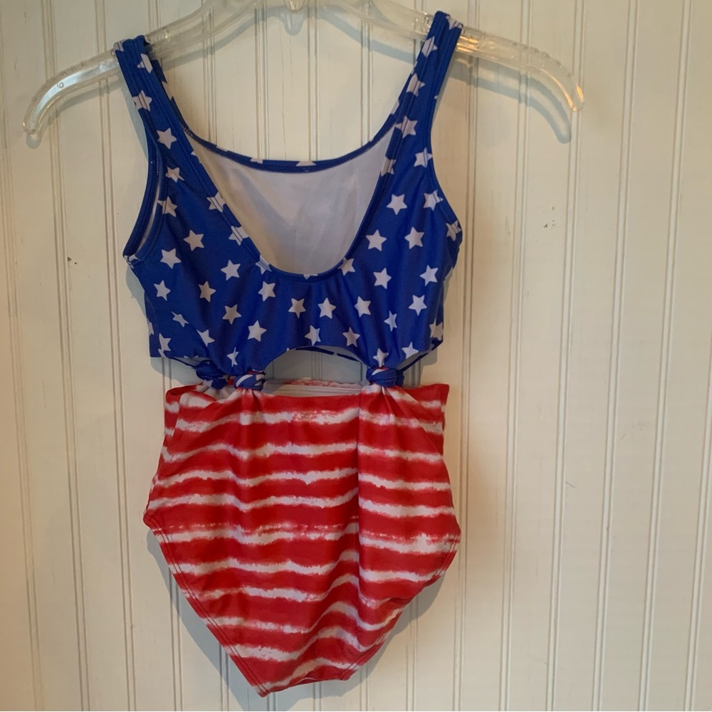 Art Class (M 7/8) Blue and Red One Piece Swimsuit with Star and Stripe Design - Picture 4 of 7